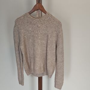 Zara Beige Sweater with Sparkling Details Womens M